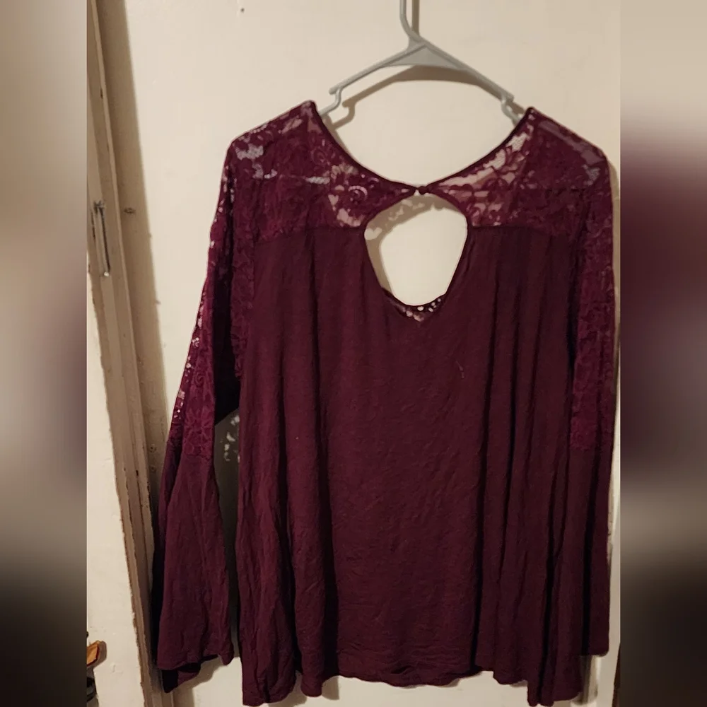 Torrid Deep Red Lace Top - Picture 4 of 5